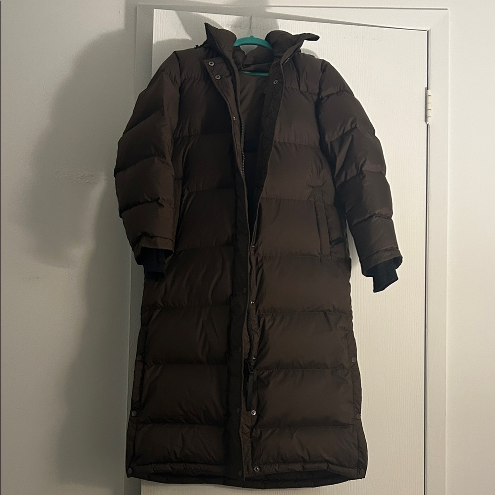 Quince Long Brown Puffer Coat